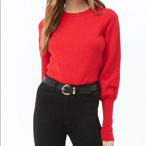 Red Bubble Sleeve Sweater